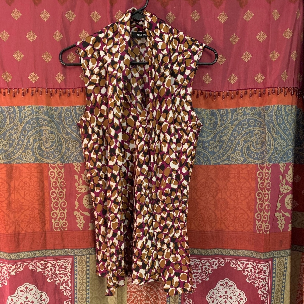 Nine West Tie Front Tank Blouse